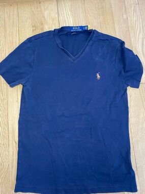 Ralph Lauren Navy Polo Shirt with Yellow Logo Tag